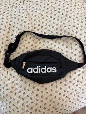 adidas Black Waist Bag with White Logo